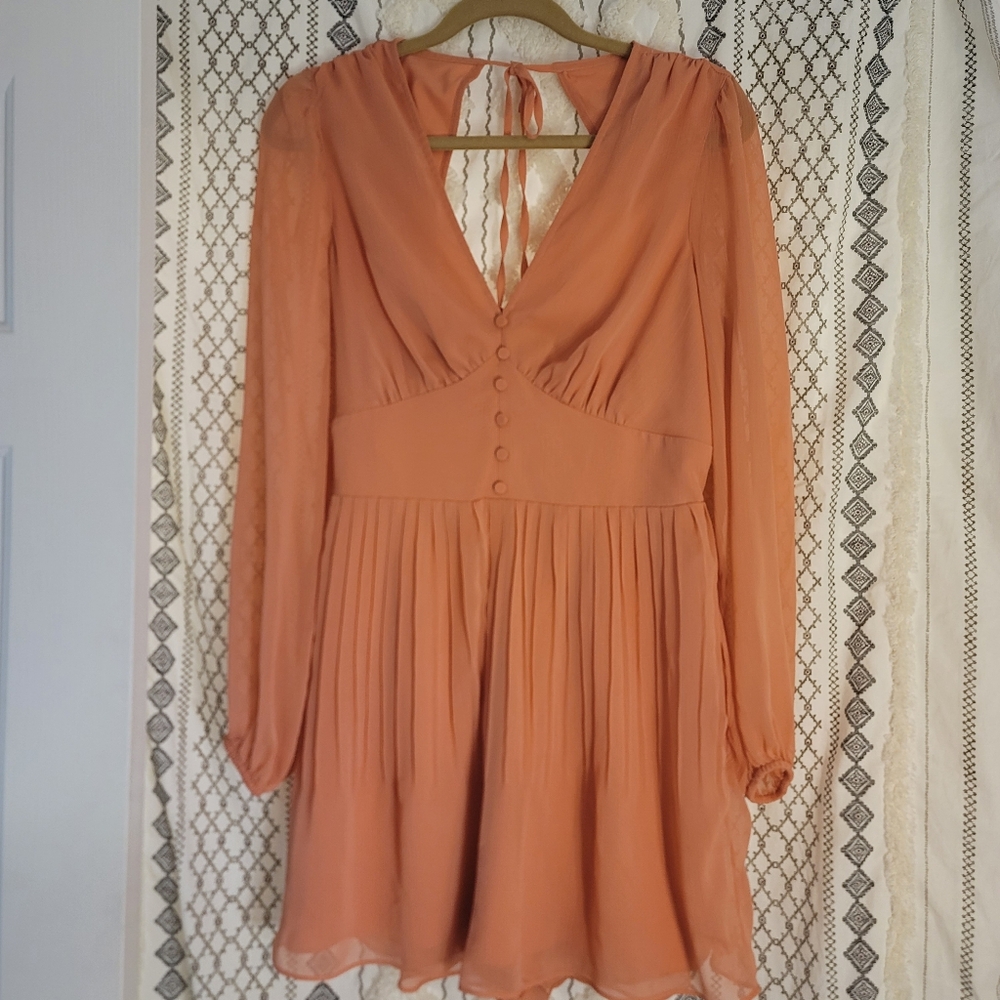 Express Chic Coral Romper with Button Detail